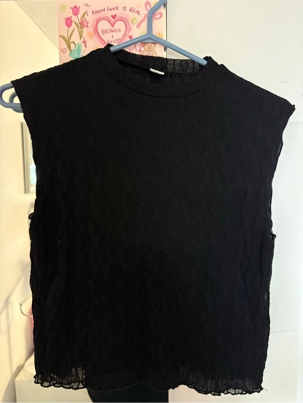 Find Me Now the Label, Second Skin Sleeveless Textured Top in Black Size Medium